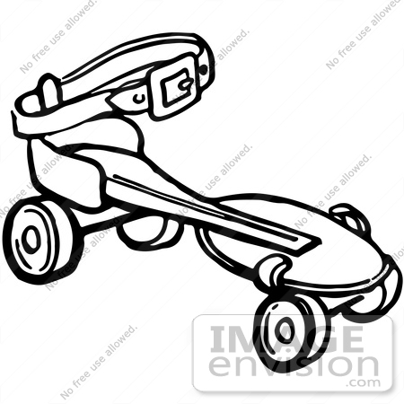 #61938 Clipart Of A Retro Roller Skate In Black And White - Royalty Free Vector Illustration by JVPD
