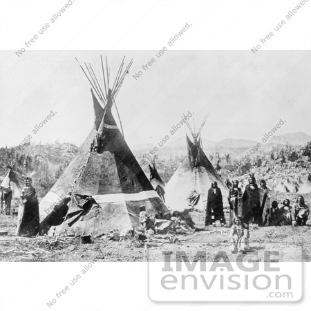 #6197 Shoshoni Indians With Tepees by JVPD