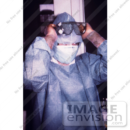 #6315 Picture of a Doctor Wearing Gear that Protects Him from the Marburg Fever Virus by KAPD