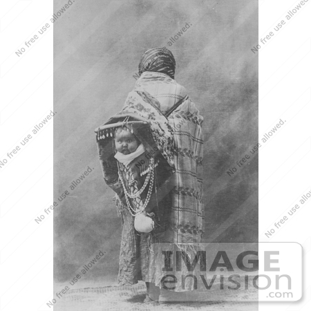 #6350 Picture of a Yakima Native American Indian Mother With Baby on Her Back by JVPD