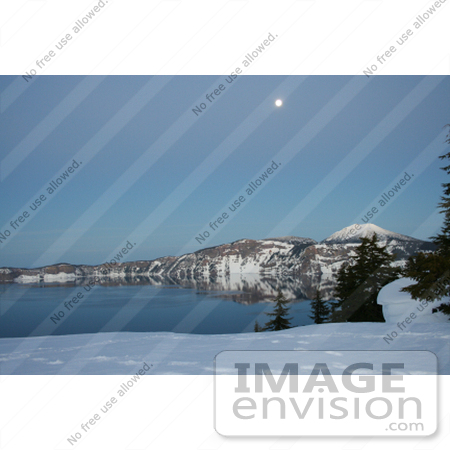#636 Photo of a Full Moon Over Crater Lake, Dusk by Jamie Voetsch