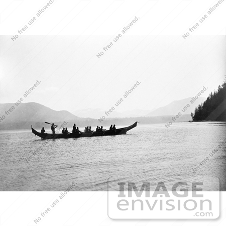 #6405 Kwakiutl Indians in Canoe by JVPD