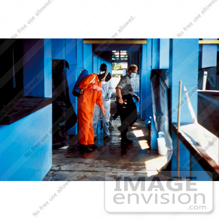 #6426 Picture of a People Sanitizing a Clinic During the Kikwit, Zaire Ebola Outbreak in 1995 by KAPD