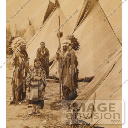#6937 Stock Image: Cheyenne Indian Families Near Tipis by JVPD