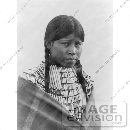 #6957 Stock Image: Cheyenne Native Woman Wearing Braids by JVPD