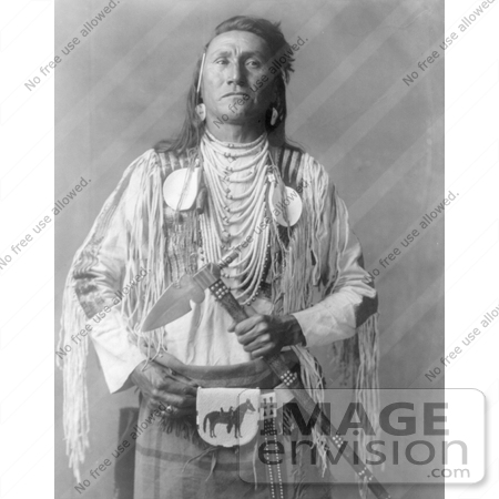 #6979 Apsaroke Native Man Holding a Tomahawk by JVPD