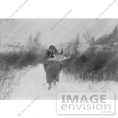 #6980 Apsaroke Native Woman Carrying Firewood by JVPD