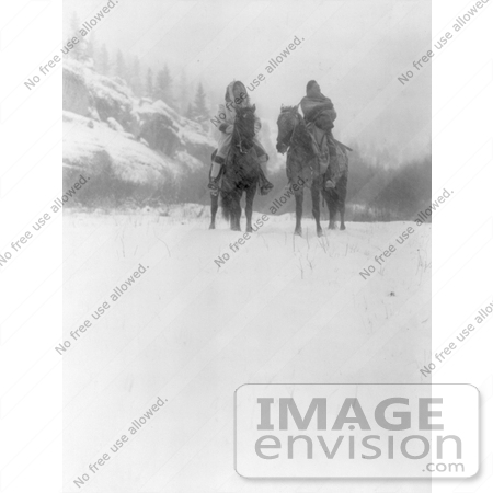 #7000 Two Apsaroke Indian Men on Horses in Winter by JVPD
