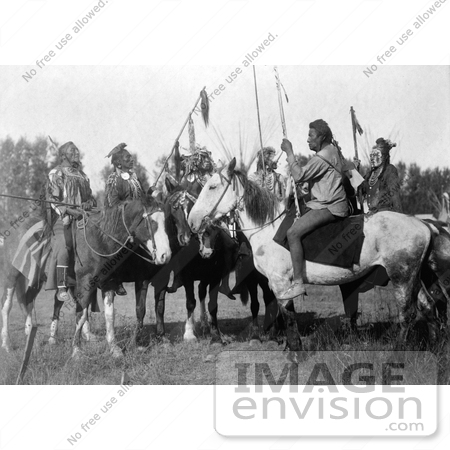 #7055 Stock Photography: 6 Crow Indians on Horseback by JVPD