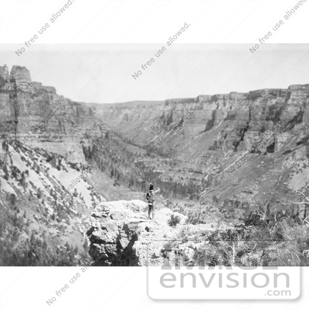 #7056 Stock Photography: Crow Indian Looking Over Black Canyon by JVPD