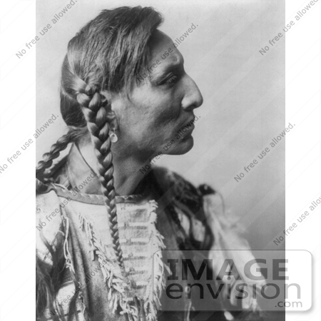 #7058 Mandan Native American Man With Braids, Spotted Bull by JVPD