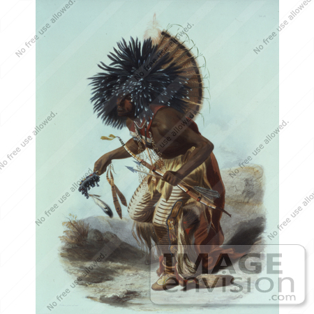 #7103 Hidatsa Indian Warrior Performing a Dog Dance by JVPD