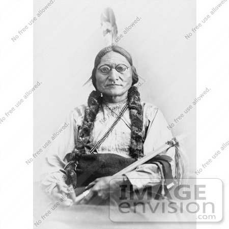 #7118 Stock Photograph of Sitting Bull Holding a Calumet by JVPD