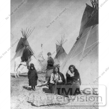 #7148 Stock Image: One Bull and Black Praire Chicken, Sioux Indians by JVPD