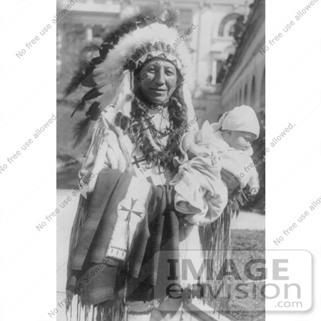 #7157 Stock Image: Chief Spotted Crow and Granddaughter by JVPD