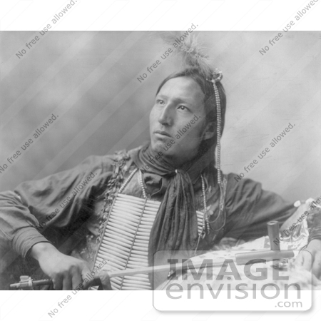 #7168 Stock Image: Sioux Indian Holding a Peace Pipe by JVPD