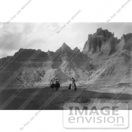 #7169 Stock Image: Sioux on Horses, Bad Lands by JVPD
