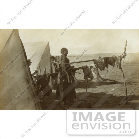 #7173 Stock Image: Sioux Indian Woman Drying Meat by JVPD