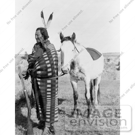 #7174 Stock Image: Sioux Indian, Crow Dog, With Horse by JVPD