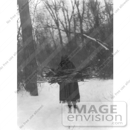 #7232 Stock Image: Sioux Woman Carrying Wood by JVPD