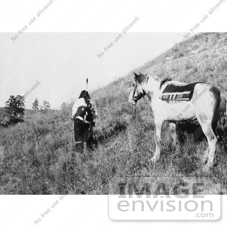 #7240 Stock Image: Sioux Indian and Pony by JVPD