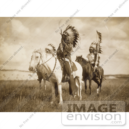 #7270 Stock Image: Three Sioux Chiefs on Horses by JVPD