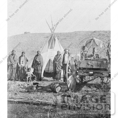 #7293 Stock Image: Sioux Indians, Wagon and Tipi by JVPD