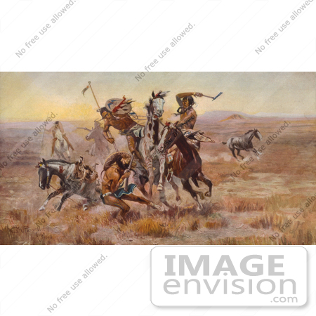 #7295 Sioux and Blackfeet Indian Battle by JVPD