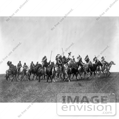 #7334 Stock Image of a Brule Indian War Party on Horses by JVPD