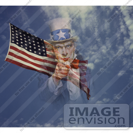 #7342 Stock Image of Uncle Same Merged With the American Flag by JVPD