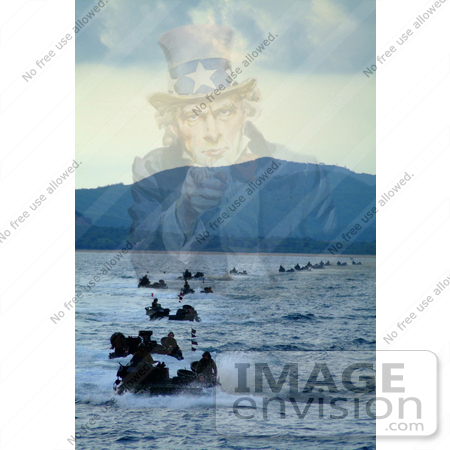 #7355 Stock Image: Uncle Sam Merged With Gulf of Thailand Amphibious Vehicles by JVPD