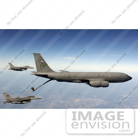 #7364 Stock Image of F-16 Fighting Falcons Receiving Fuel from a KC-135 Stratotanker by JVPD