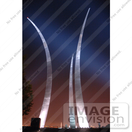 #7366 Stock Photograph of the Air Force Memorial at Night by JVPD