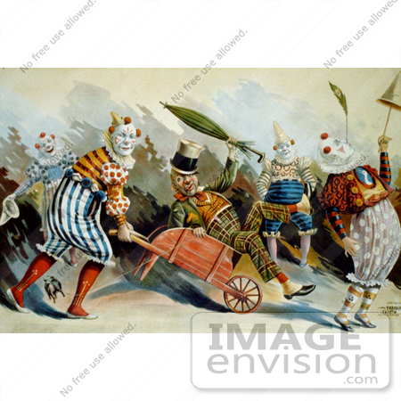 #7408 Stock Picture of a Group of Circus Clowns by JVPD