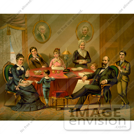 #7538 Picture of President James A Garfield and Family at a Table by JVPD