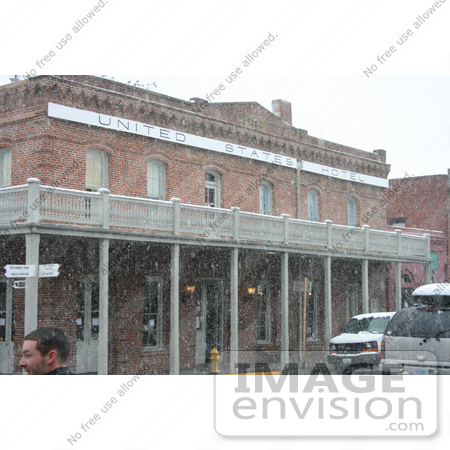 #755 Photograph of Snow Falling in Front of the United States Hotel, Jacksonville, Oregon by Jamie Voetsch
