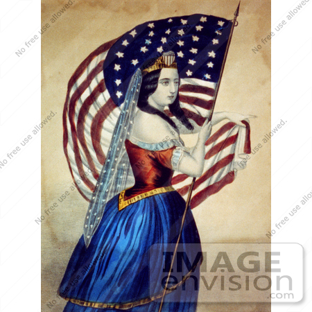 #7580 Picture of a Woman Carrying the Star Spangled Banner by JVPD