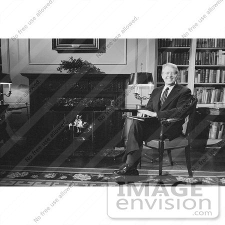 #7614 Picture of Jimmy Carter Sitting by a Fireplace by JVPD