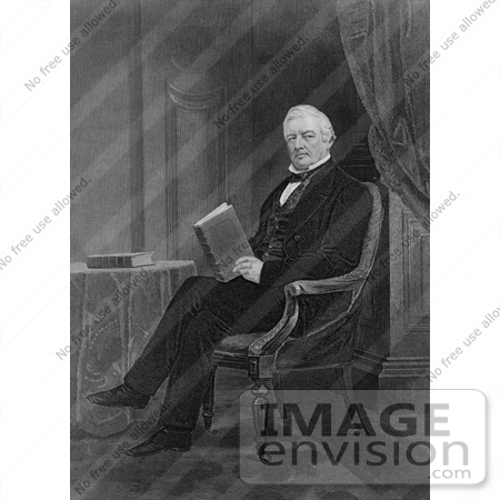 #7668 Image of President Millard Fillmore Seated and Holding a Book by JVPD