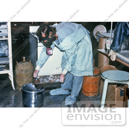 #7730 Picture of Technician Discarding Blood Specimens Collected During The Ebola Outbreak In Zaire, 1976 by KAPD