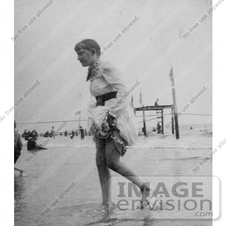 #7751 Picture of a Woman Going Swimming at Coney Island by JVPD