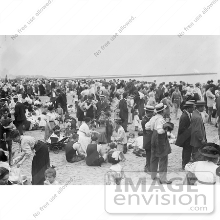 #7765 Picture of People on a Crowded Beach, Coney Island by JVPD