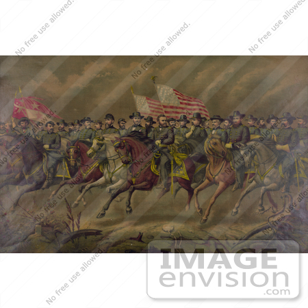#8102 Picture of Grant and Generals on Horses by JVPD