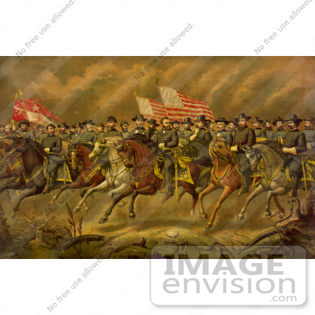 #8111 Picture of Grant and Generals on Horses by JVPD