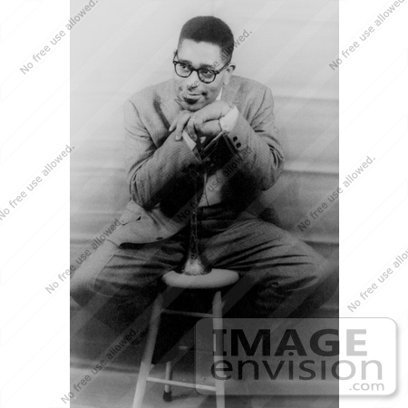 #8234 Picture of Dizzy Gillespie Leaning on Trumpet by JVPD