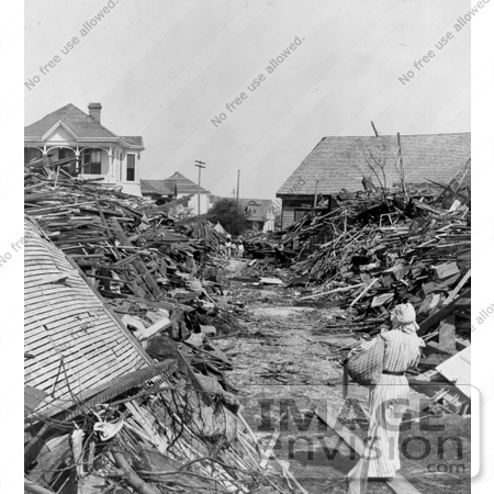 #8563 Picture of a Path Through Debris, Galveston Hurricane by JVPD