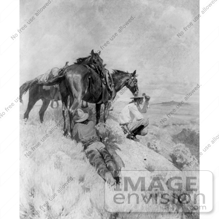 #8729 Historic Stock Photography of Two Cowboys and Horses by JVPD
