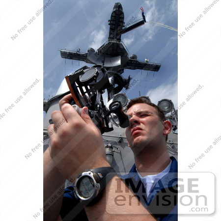 #8886 Picture of a Navy Man Using a Sextant by JVPD