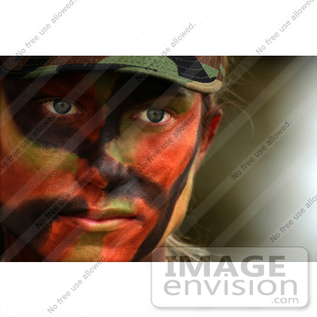 #8920 Picture of a Female Soldier With Face Paint by JVPD