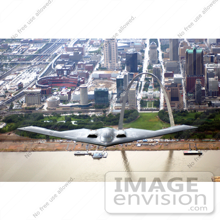 #8957 Picture of a B-2 Bomber Over St Louis by JVPD